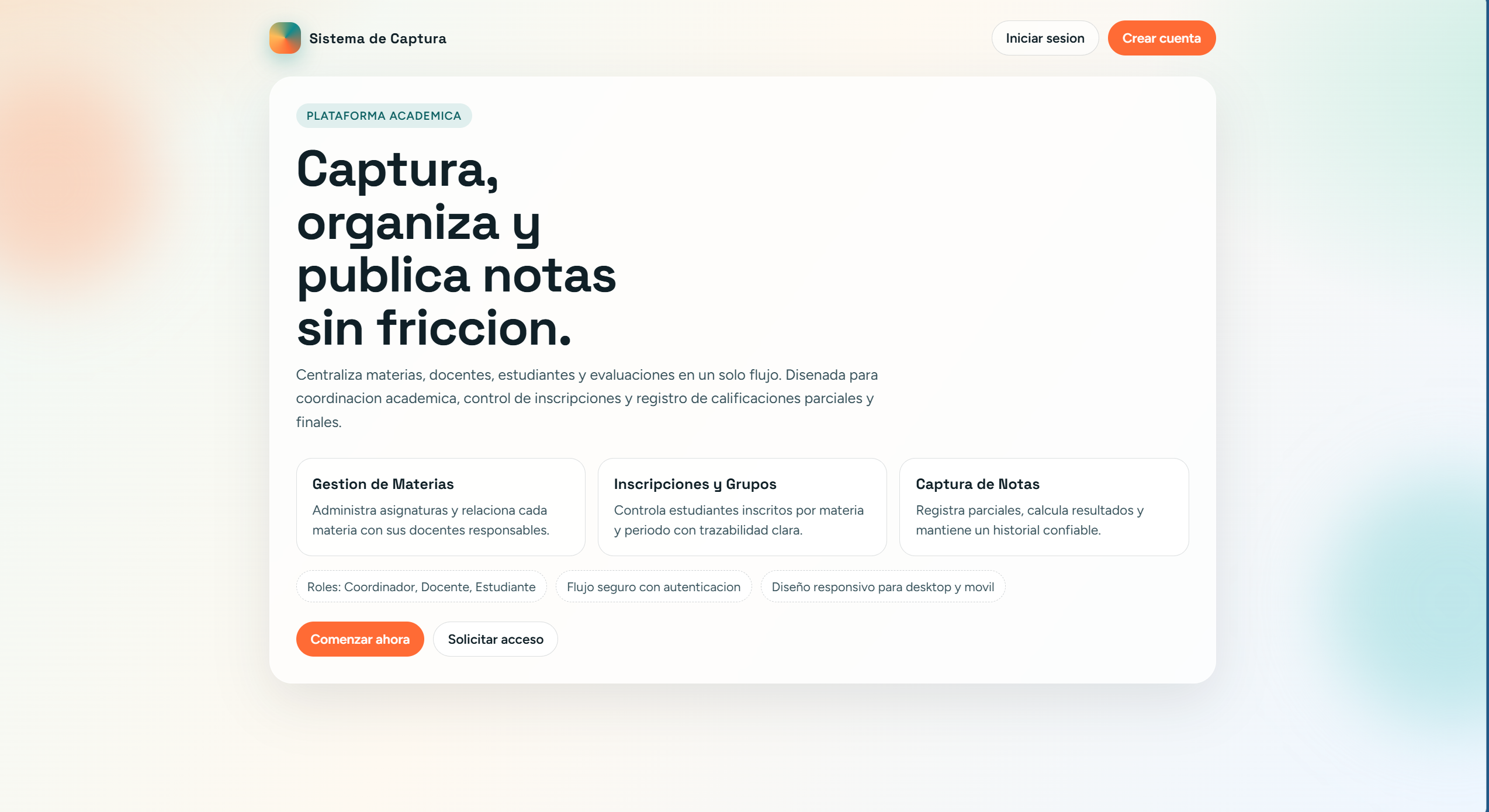 Sistema de Captura front page
